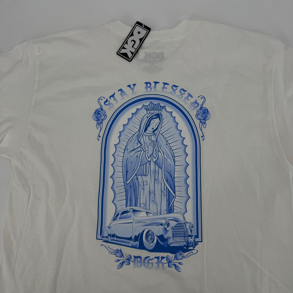NEW DGK Stay Blessed Virgin Mary Lowrider White Graphic T-Shirt Mens XL NWT